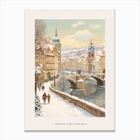 Vintage Winter Poster Prague Czech Republic 6 Canvas Print