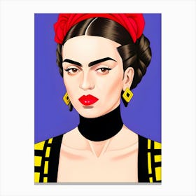 Frida Kahlo Retro Geometric Canvas Print