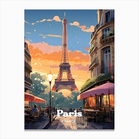 Paris France Eiffel Modern Travel Illustration Canvas Print