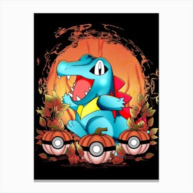 Totodile Spooky Night - Pokemon Halloween Canvas Print