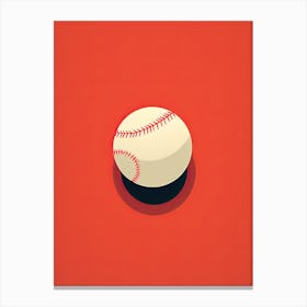 Baseball Ball On Red Background Canvas Print