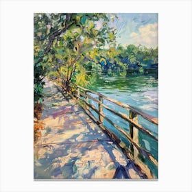 Lady Bird Lake And The Boardwalk Austin Texas Oil Painting 4 Canvas Print
