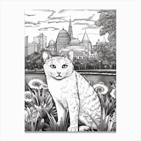 Royal Botanic Gardens Melbourne Australia, Cats Line Art 3 Canvas Print