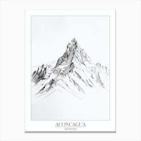 Aconcagua Argentina Line Drawing 3 Poster Canvas Print