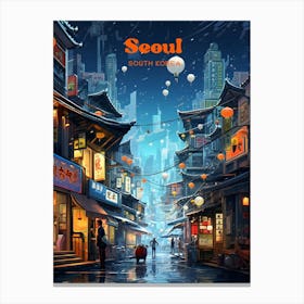 Seoul South Korea Street Modern Travel Illustration Canvas Print