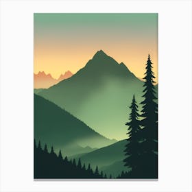 Misty Mountains Vertical Composition In Green Tone 186 Canvas Print