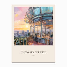Umeda Sky Building Floating Garden Osaka Vintage Cezanne Inspired Poster Canvas Print