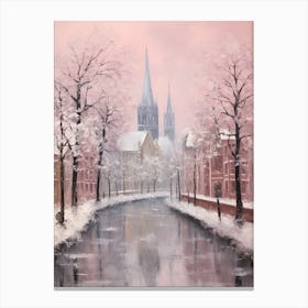 Dreamy Winter Painting Cologne Germany 2 Canvas Print