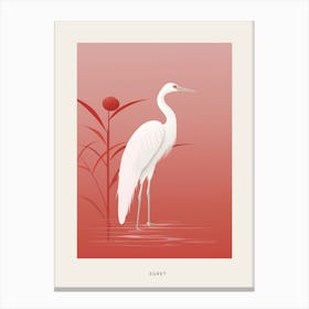 Minimalist Egret 1 Bird Poster Canvas Print
