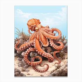Day Octopus Realistic Illustration 8 Canvas Print