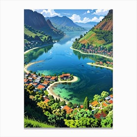 Village By The Lake Canvas Print