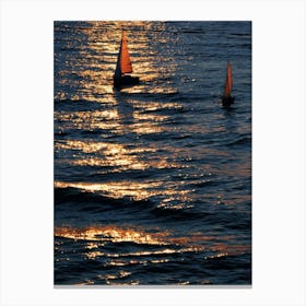 Sailboats At Sunset 22 Canvas Print