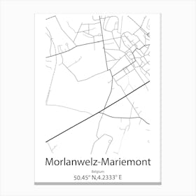 Morlanwelz Mariemont,Belgium Minimalist Map Canvas Print