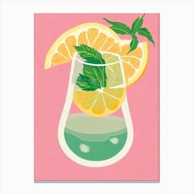 Gin And Tonic Retro Pink Cocktail Poster Canvas Print