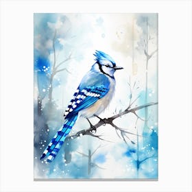 Snowy Blue Jay 4 Canvas Print