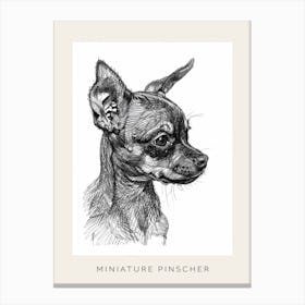 Miniature Pinscher Dog Line Sketch 4 Poster Canvas Print