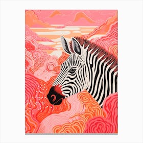 Pink Zebra In The Wild 2 Canvas Print