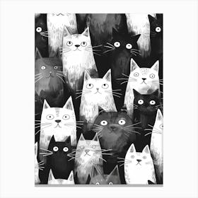 Perfectly Repeatable Artwork With Cute Cat Faces 05 Canvas Print