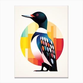 Colourful Geometric Bird Loon 1 Canvas Print