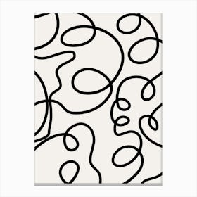 Mid Century Modern Black And White Abstract Brush Strokes Lines Canvas Print