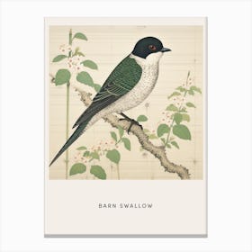 Ohara Koson Inspired Bird Painting Barn Swallow 2 Poster Canvas Print