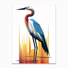 Colourful Geometric Bird Great Blue Heron 2 Canvas Print