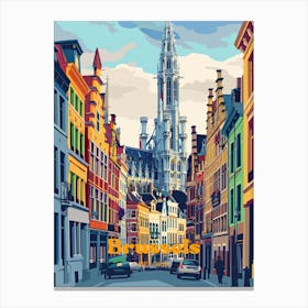 Brussels Belgium City Travel Art Illustration Canvas Print