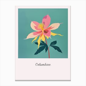 Columbine 1 Square Flower Illustration Poster Canvas Print