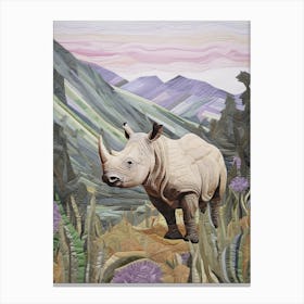 Rhino Patchwork Style Neutral Colours 1 Canvas Print