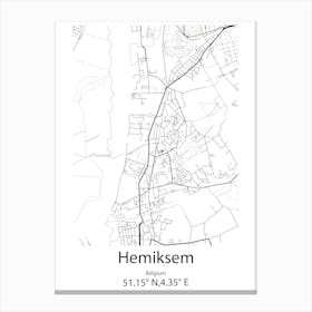 Hemiksem,Belgium Minimalist Map Canvas Print