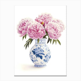 Peonies In A Vase 1 Canvas Print