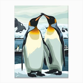 Emperor Penguin Paradise Harbor Minimalist Illustration 4 Canvas Print