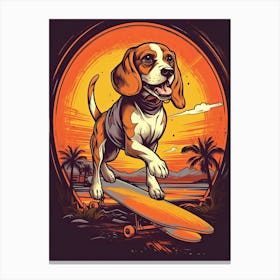 Beagle Dog Skateboarding Illustration 3 Canvas Print