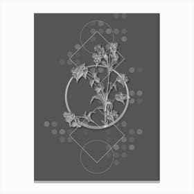 Vintage Commelina Tuberosa Botanical with Line Motif and Dot Pattern in Ghost Gray n.0148 Canvas Print