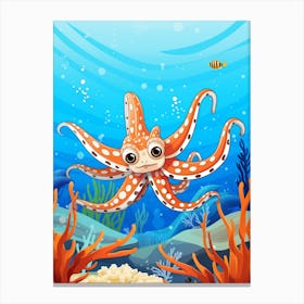 Mimic Octopus Kids Illustration 2 Canvas Print