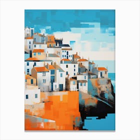 Abstract Illustration Of St Ives Bay Cornwall Orange Hues 1 Canvas Print