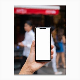 Woman Holding A Smartphone 3 Canvas Print