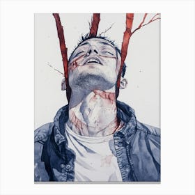 Man With Blood On His Head Canvas Print