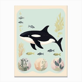 Orca Whale Geometric Diagram Pastel Canvas Print