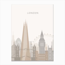Beige London Skyline Canvas Print