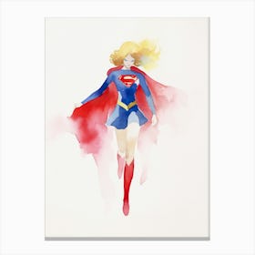 Super Girl Watercolor Canvas Print