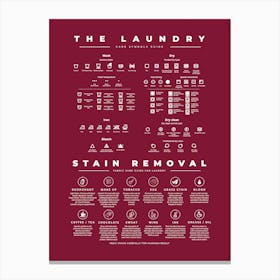 The Laundry Guide With Stain Removal Red Claret Background Canvas Print