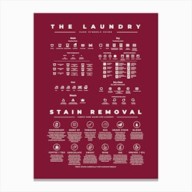 The Laundry Guide With Stain Removal Red Claret Background Canvas Print