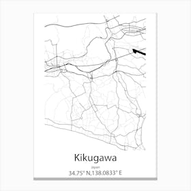 Kikugawa,Japan Minimalist Map Canvas Print