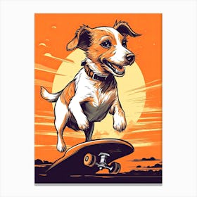 Jack Russell Terrier Dog Skateboarding Illustration 4 Canvas Print