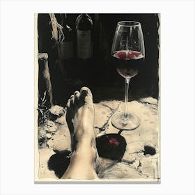 Wine Glass And A Foot Canvas Print