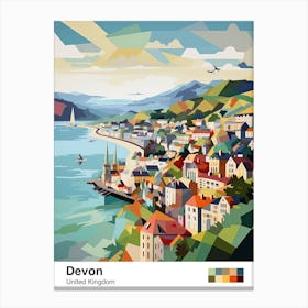 Devon, United Kingdom, Geometric Illustration 1 Poster Canvas Print
