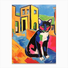 Painting Of A Cat In Pompeii Italy Canvas Print