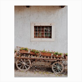 Pots Of Flowers On A Wagon Canvas Print