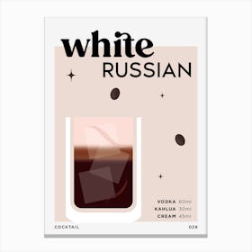 White Russian in Beige Cocktail Recipe Canvas Print